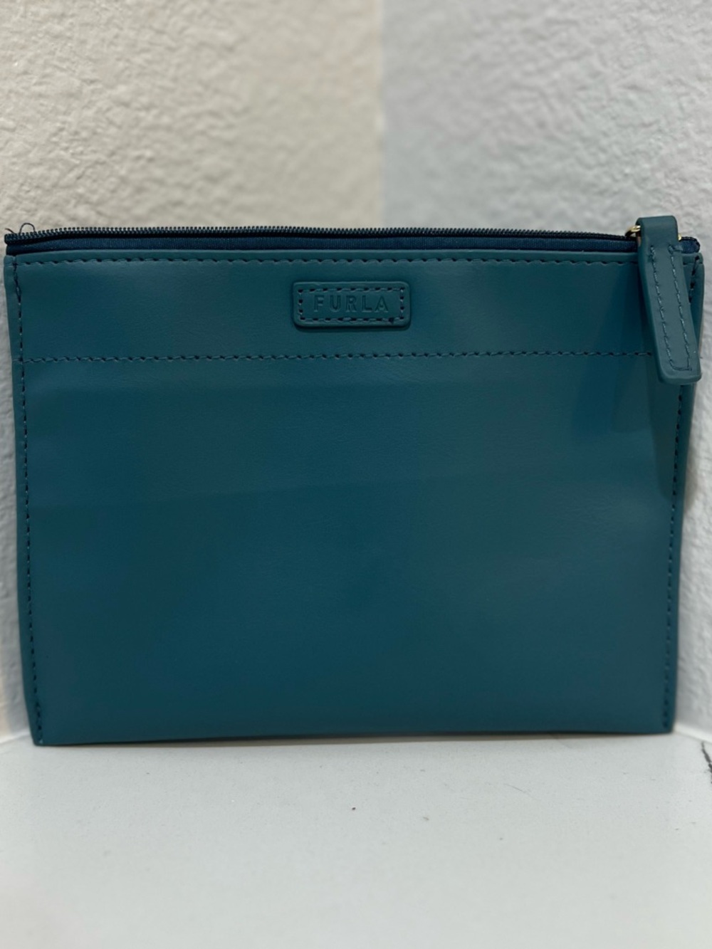 Furla x EVA Air Teal Zip Pouch Airline Amenity Travel Case